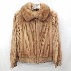 Vintage Blonde Mink Fur & Leather Bomber Jacket~8